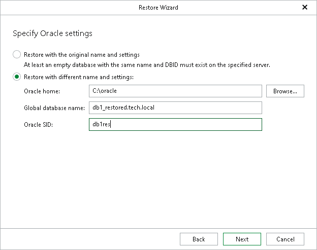 Step 4. Specify Oracle Settings