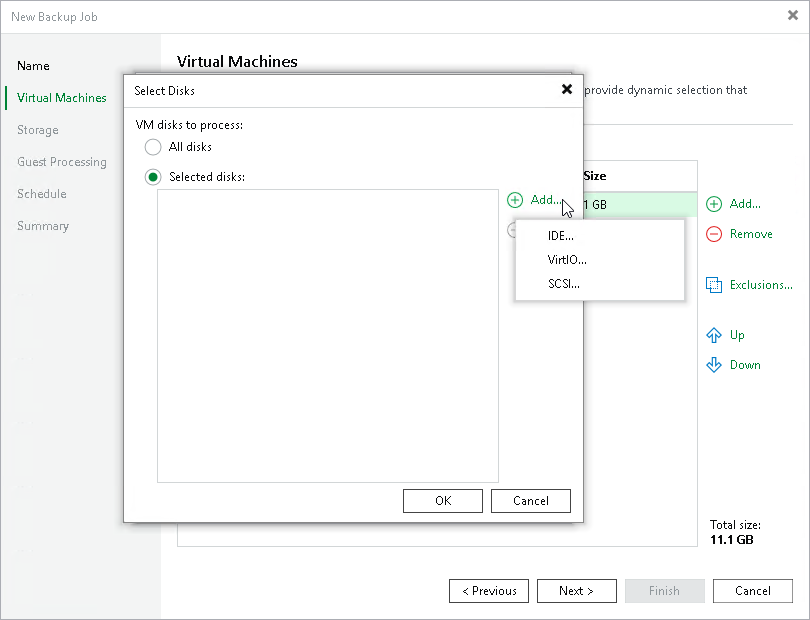 Select Disks and Volume Groups