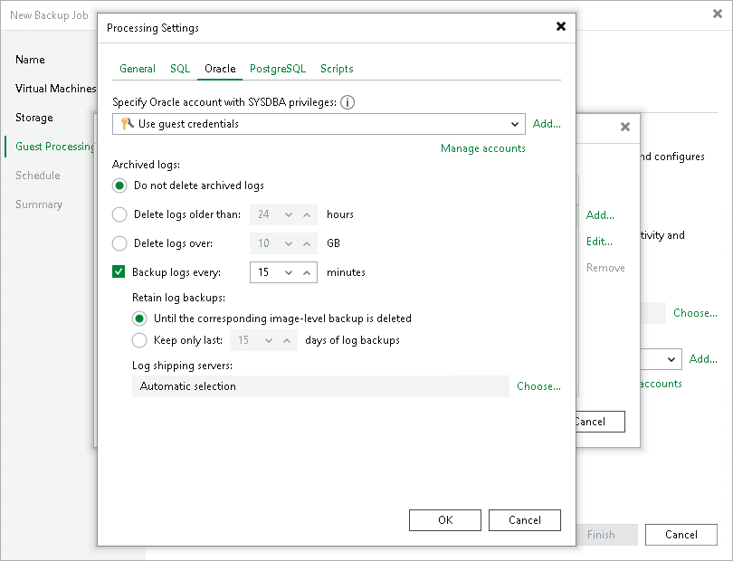 Oracle Archived Redo Log Settings