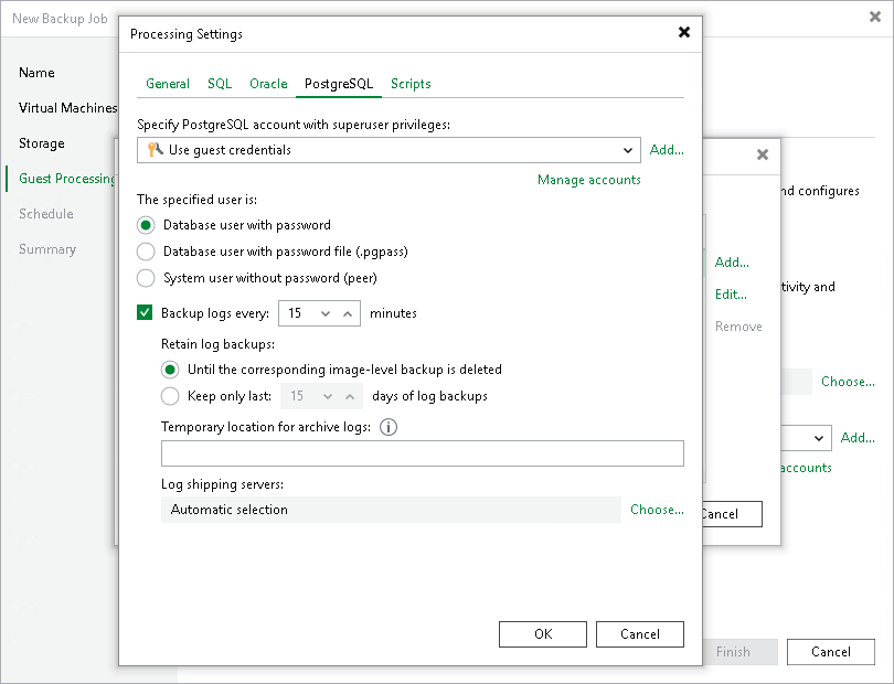 PostgreSQL WAL Files Settings