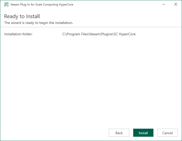 Installing RHV Plug-In Installing Veeam Plug-in for Scale Computing HyperCore Manually