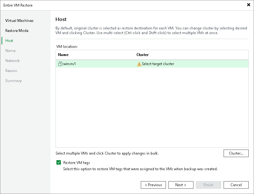 Step 4. Specify Target Cluster