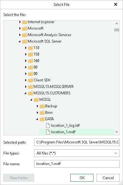 Selecting File Step 6. Specify Files Location