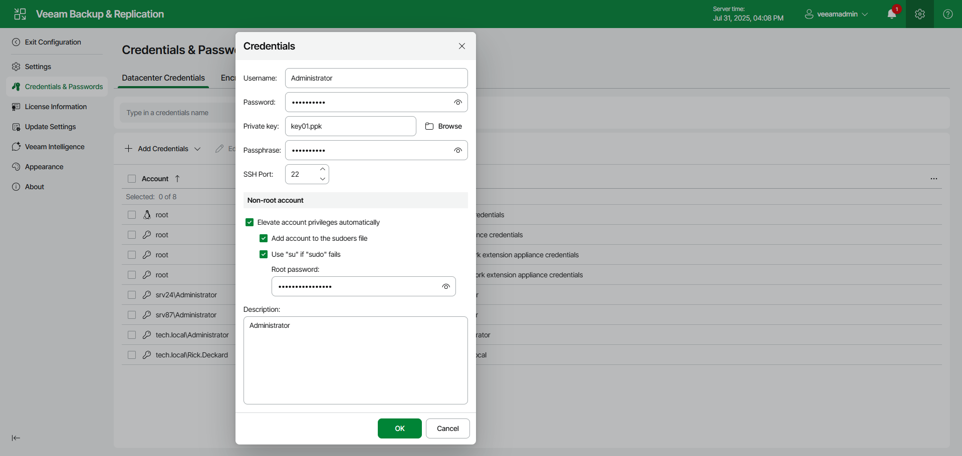 Creating SSH Private Key Using Web UI