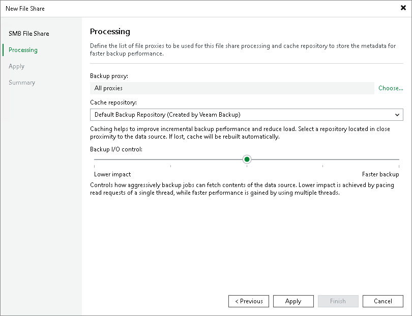 Specify Processing Settings for SMB File Share Step 4. Specify File Share Processing Settings