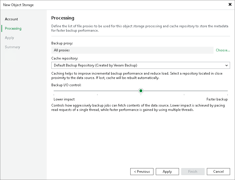 Specify Processing Settings for SMB File Share Step 3. Specify Object Storage Processing Settings