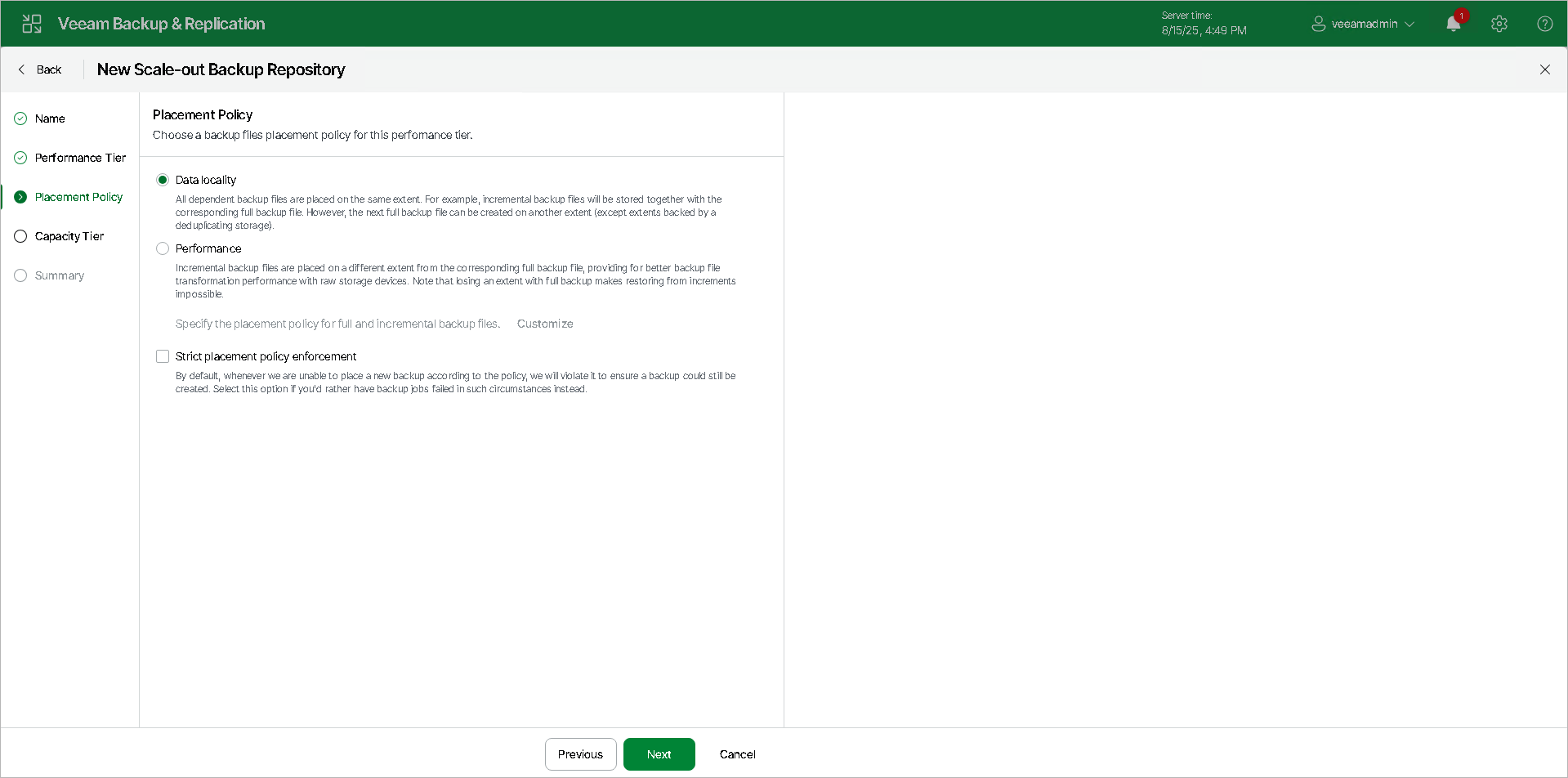 Step 4. Specify Backup Placement Policy