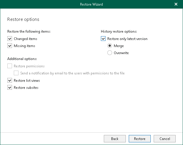 Step 6. Specify Restore Options