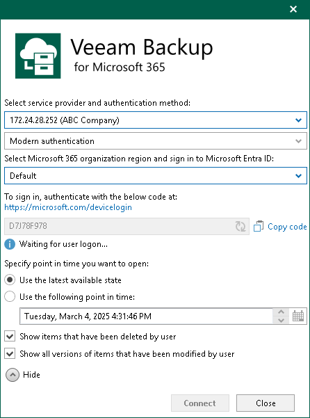 Adding Veeam Backup for Microsoft 365 Service Provider