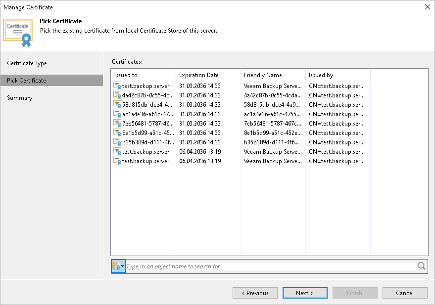 Importing Certificate from Certificate Store
