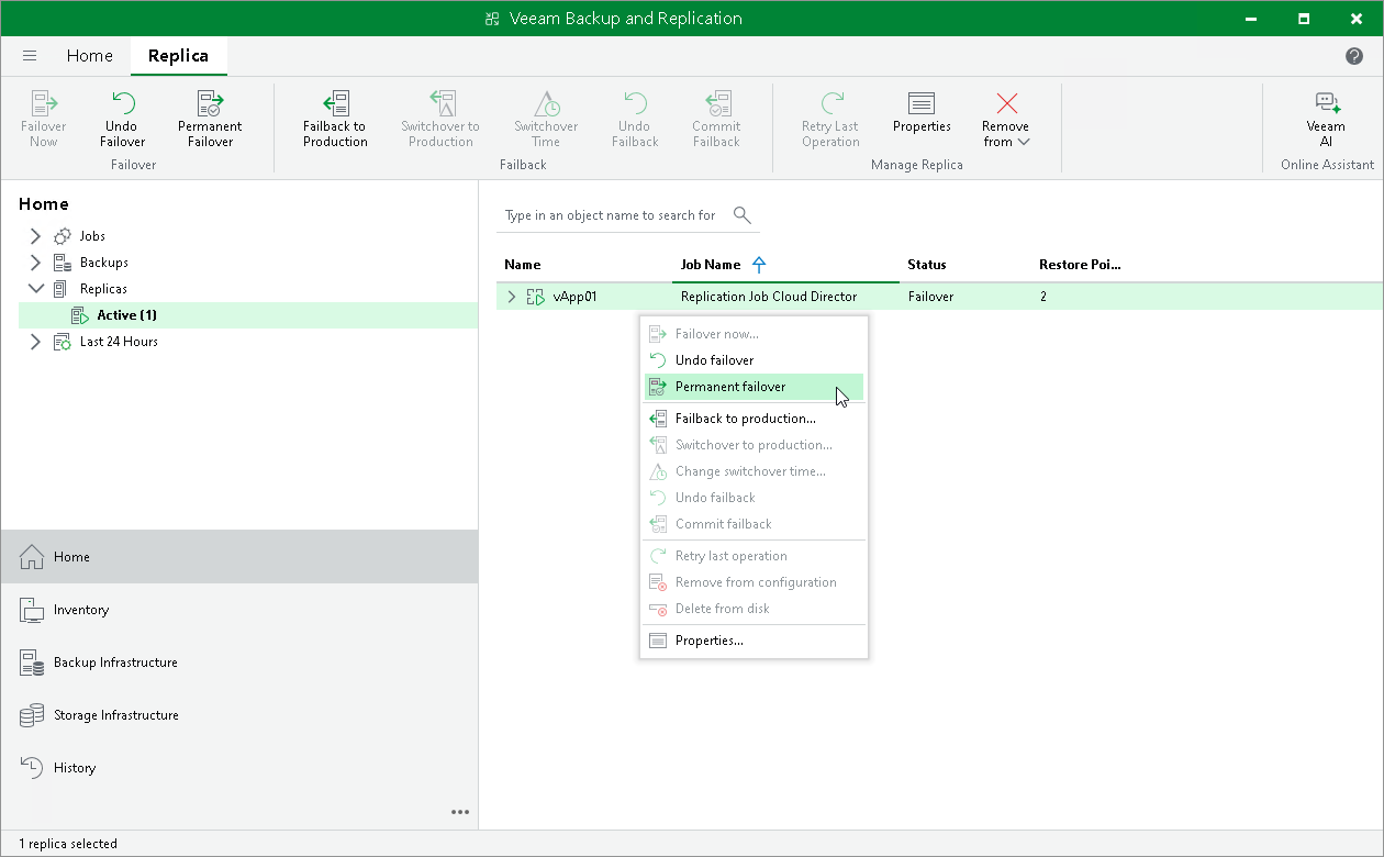 vCD Permanent Failover