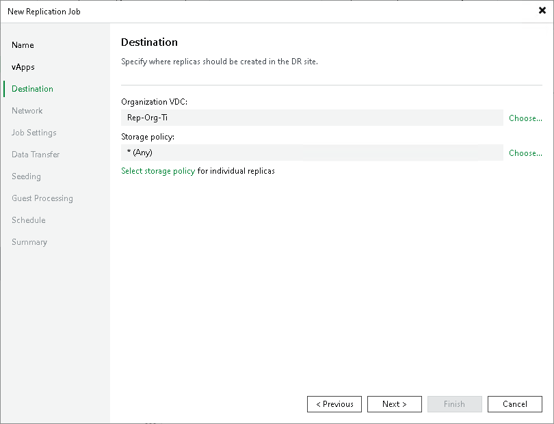 Step 6. Select Replica Destination