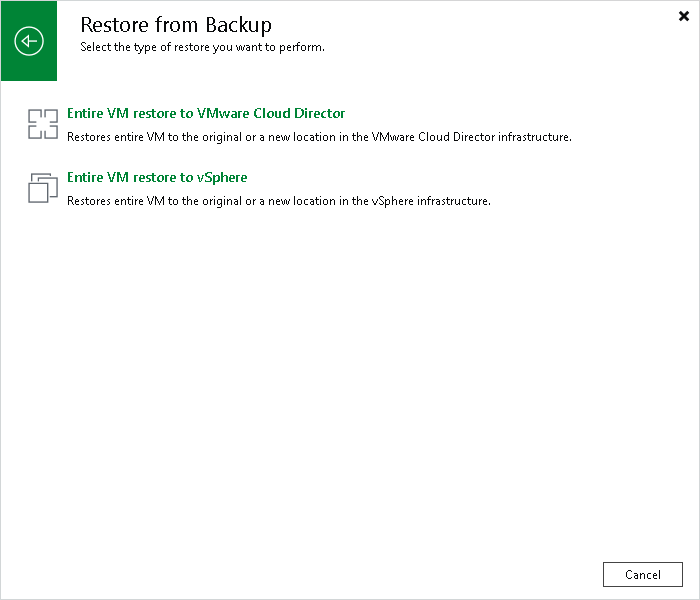 Restoring Entire VMs to VMware vSphere
