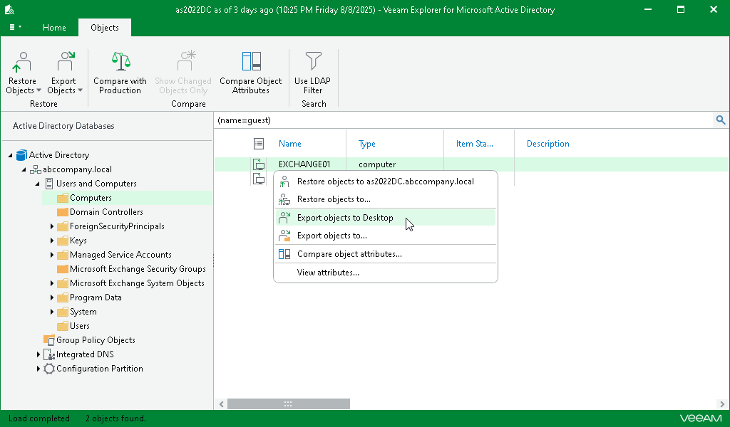 Using 1-Click Export