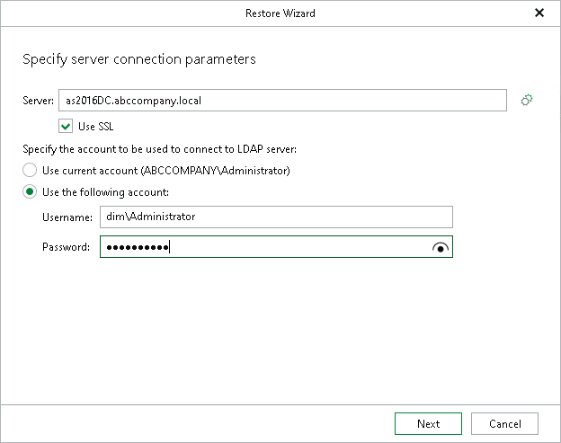 Step 2. Specify Connection Parameters