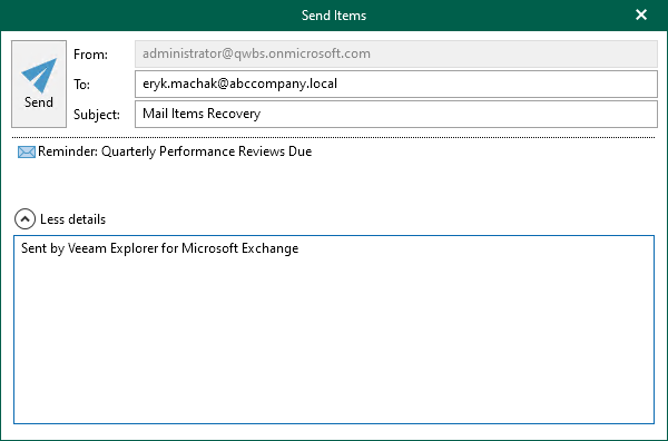 Sending Microsoft Exchange Items