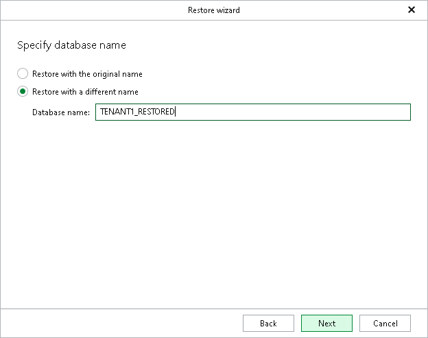 Specifying Database Name Step 4. Specify Database Name