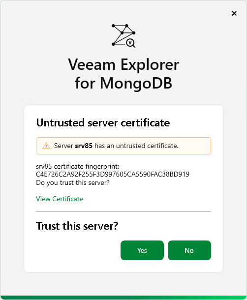 Validate Server Certificate Fingerprint Launching Application