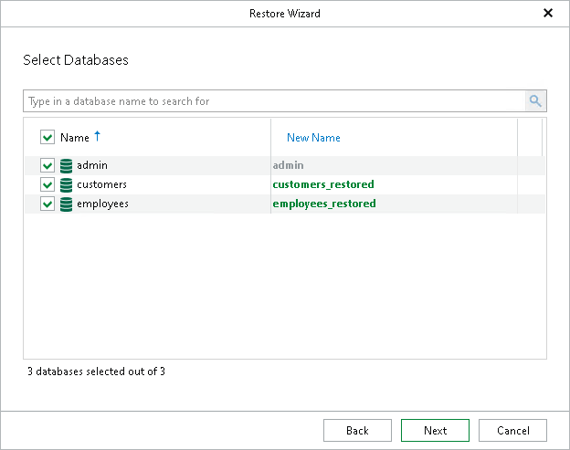 Selecting Databases Step 5. Select Databases