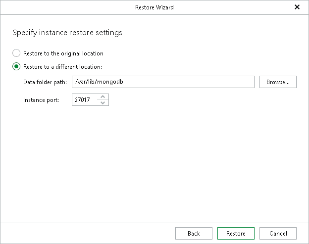 Step 4. Specify Instance Restore Settings