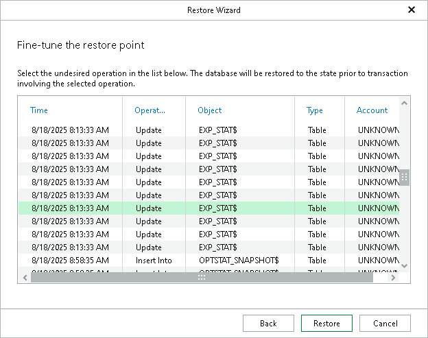 Specifying Restore Point Step 3. Fine-Tune Restore Point