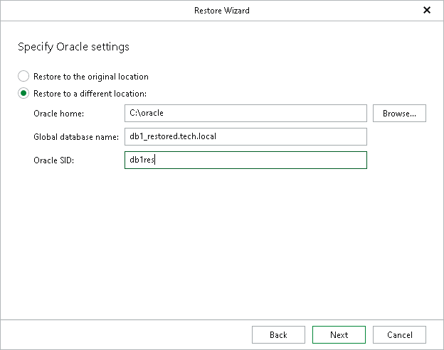 Step 5. Specify Oracle Settings