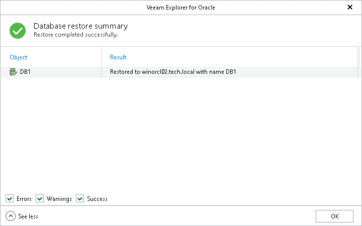 Step 10. Review Restore Summary
