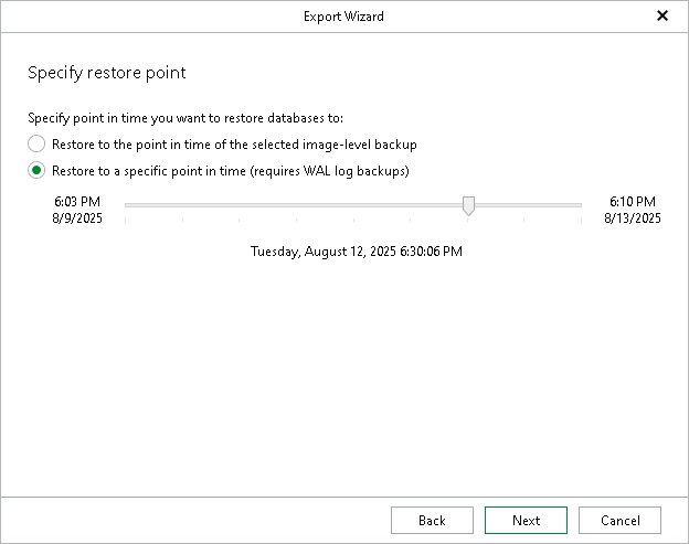 Specifying Restore Point Step 3. Specify Restore Point