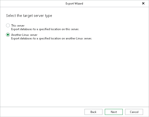 Specifying Target Server Type Step 4. Specify Target Host