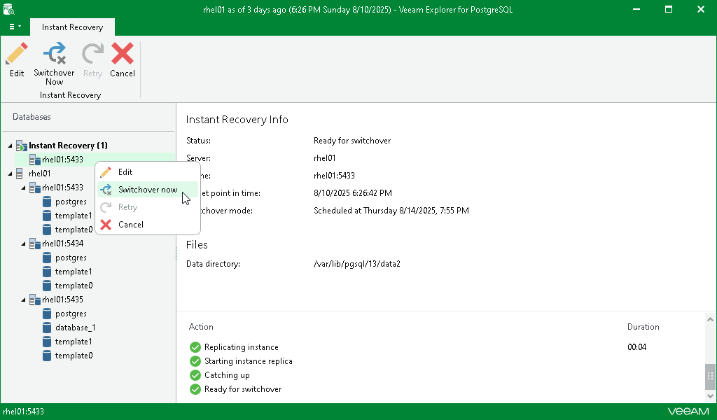 Starting Switchover Manually