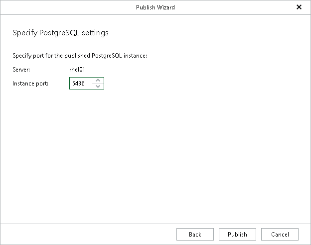 Specifying PostgreSQL Settings Step 4. Specify PostgreSQL Settings
