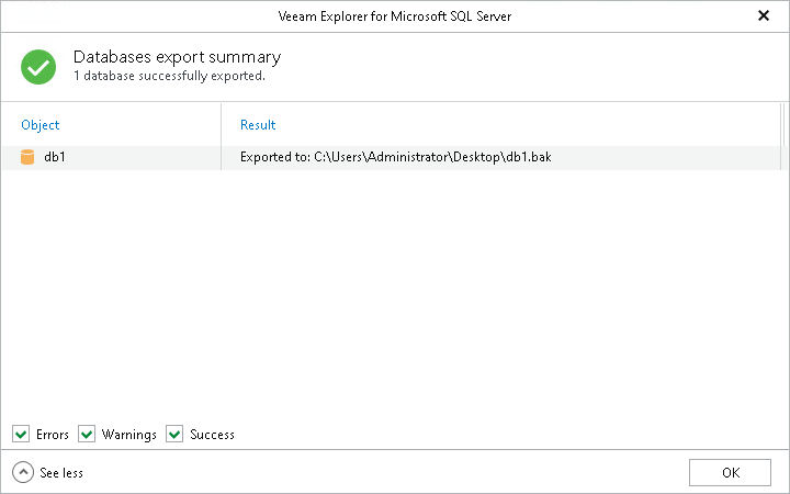 Step 5. Review Export Summary