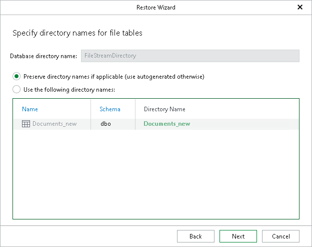 Specifying Directory Names for Tables Step 7. Specify Directory Names for File Tables