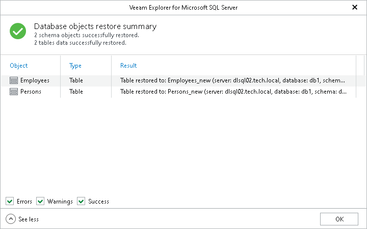 Step 9. Review Restore Summary