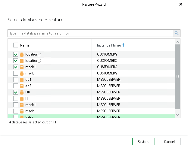 Step 2. Select Databases