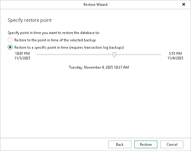 Step 3. Specify Point-in-Time State