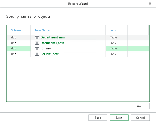 Specifying Names for Objects Step 6. Specify Names for Objects