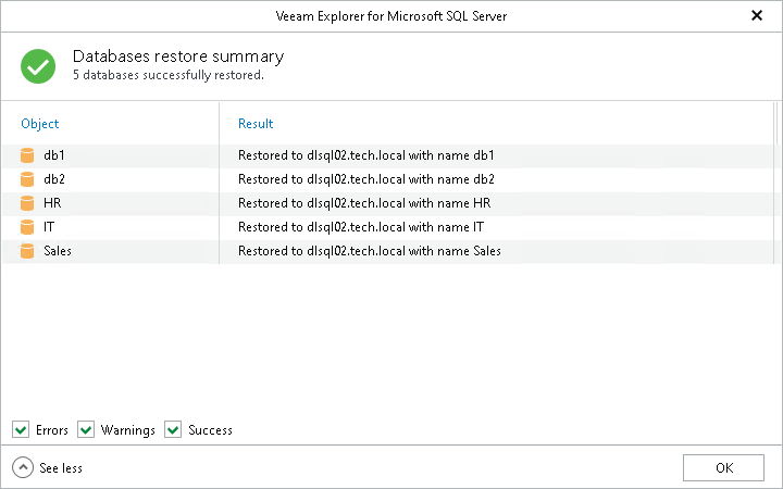Step 5. Review Restore Summary