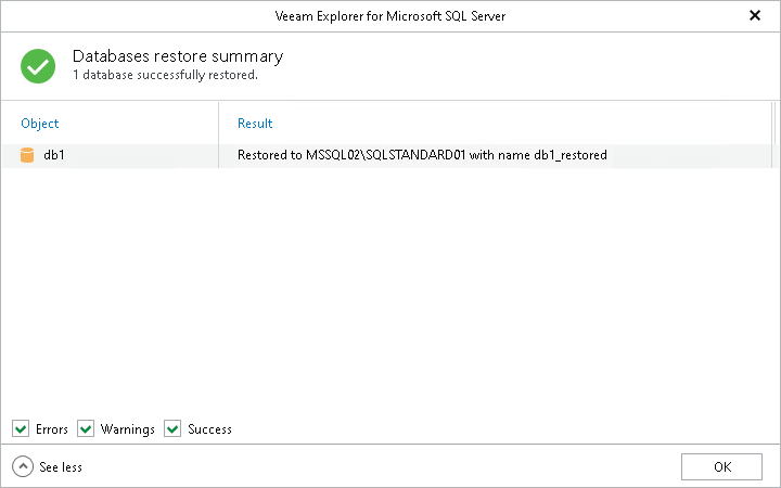 Step 8. Review Restore Summary