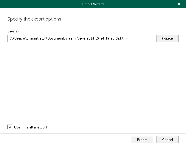 Specify Export Options Exporting Individual Posts