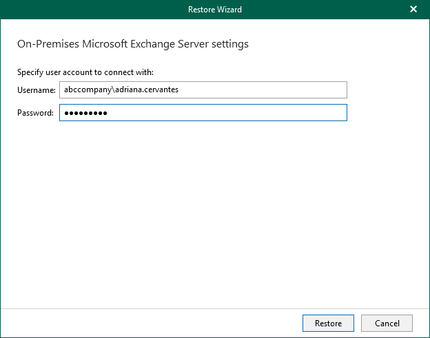 Specify User Account Step 2. Specify User Account