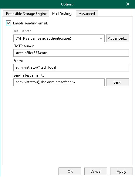 Configuring Mail Settings SMTP Server with Basic Authentication