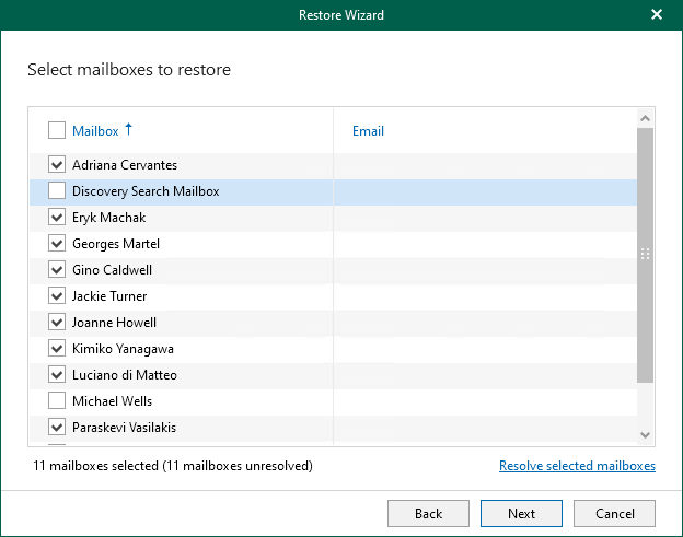 Step 3. Select Mailboxes to Restore