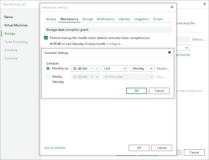 Health Check Schedule Health Check for Backup Files