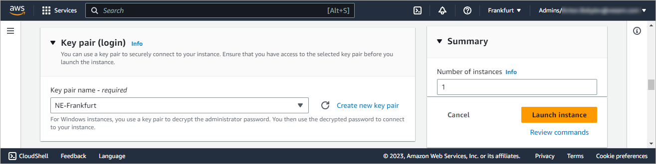 Selecting Key Pair
