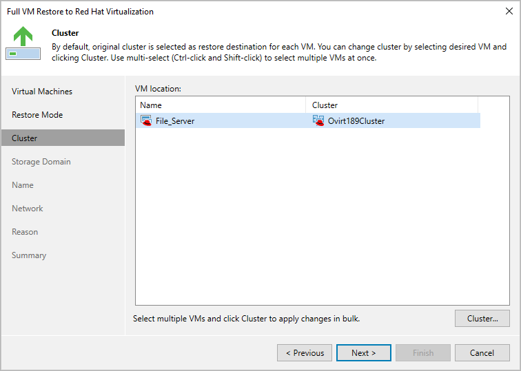 Step 4. Specify Target Cluster