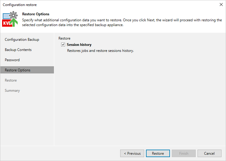 Step 5. Choose Restore Options