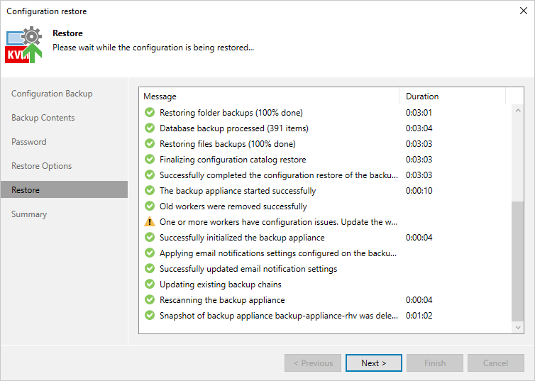 Step 6. Track Restore Progress