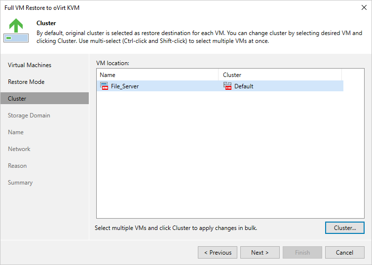 Step 4. Specify Target Cluster