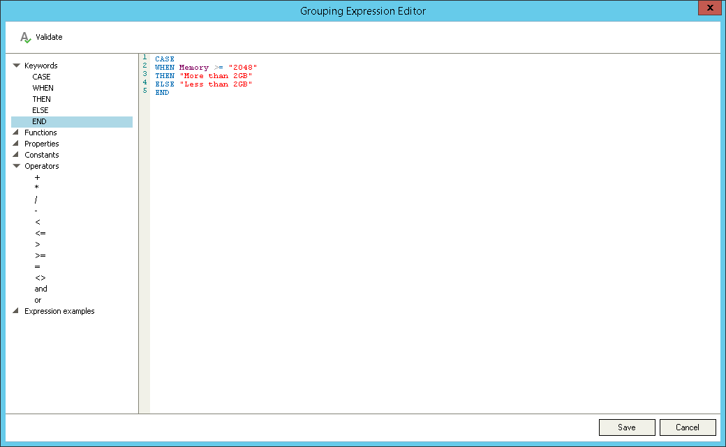 Categorization with Grouping Expressions